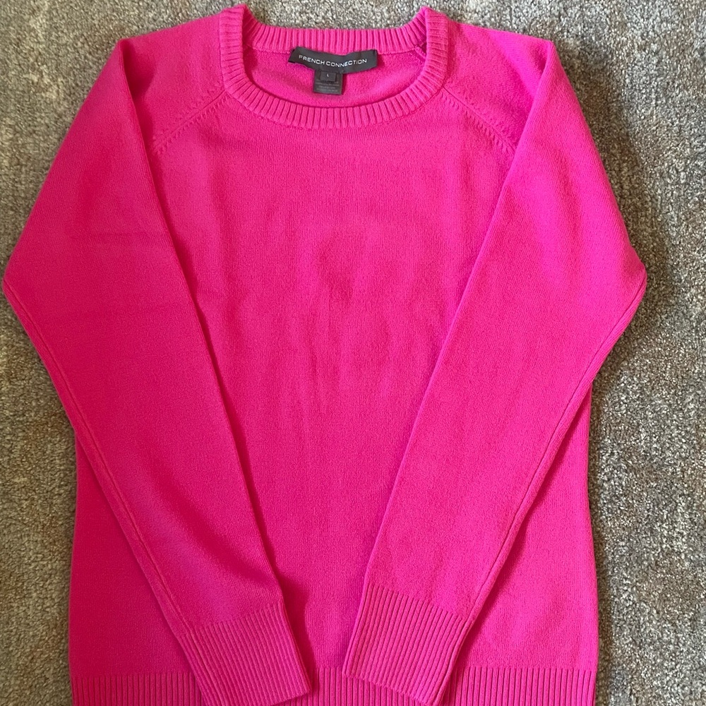 French Connection Vibrant Pink Crew Neck Sweater